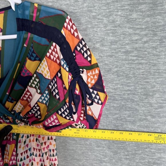 Maeve Anthropologie Womens Fit 4-6 Geometric Print Kimono Wrap Dress Artsy Fairy - Picture 10 of 14